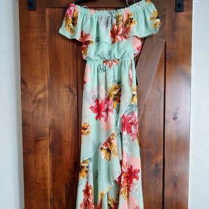Light Green Floral Dress XXS Petite